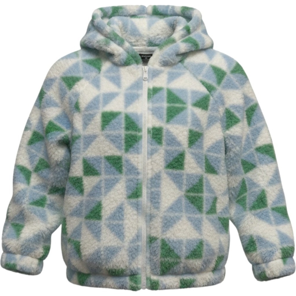 NWT Tek Gear Kids Ultra Soft Fleece Full Zip Hoodie Geo Blue Green Size S 7